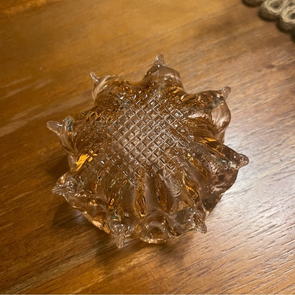 SET OF 2 Green & Pink Vintage Nesting Ashtray Italian Murano Glass Stack Flower - Picture 6 of 15